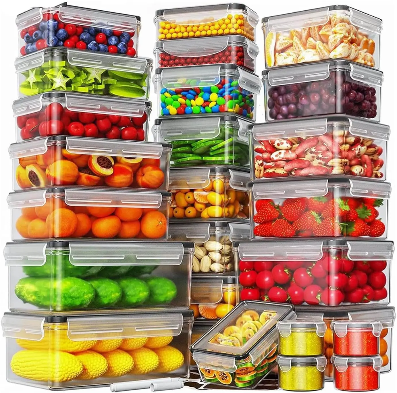 

AISOON 50 Pcs 85Oz Large Food Storage Containers with Lids Airtight, Leakproof Stackable BPA-Free for Pantry & Kitchen Organizat