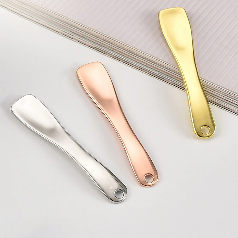 1pcs Metal Zinc Mini Cosmetic Spatula Curved Scoop Gold Silver Makeup Mask Cream Spoon Eye Cream Stick Beauty Scoop