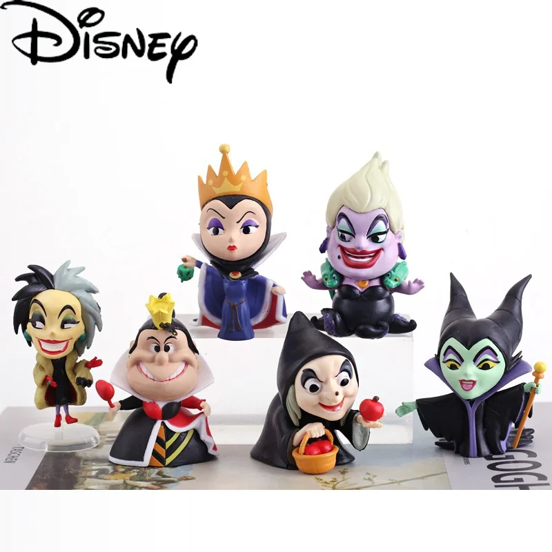 

6.5-8cm Disney Fairy Tale Villain Figure Queen Cruella Maleficent Evil Witch Figurines Model Doll Decorations Birthday Gift Cute