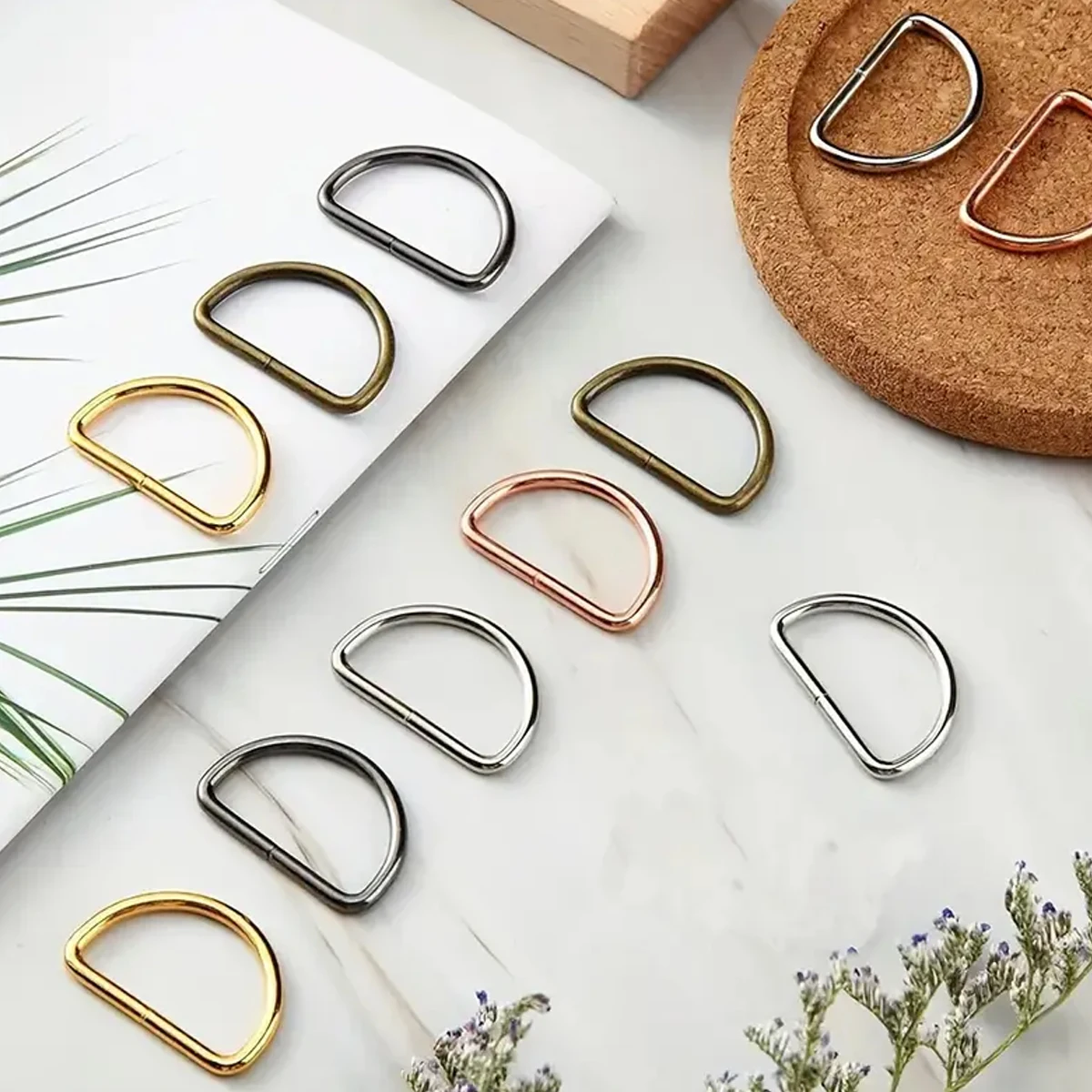 30/60/100개 D-링 버클 스테인리스 반원형 D-링 조절 가능한 하드웨어 가방 벨트 공예 DIY 액세서리