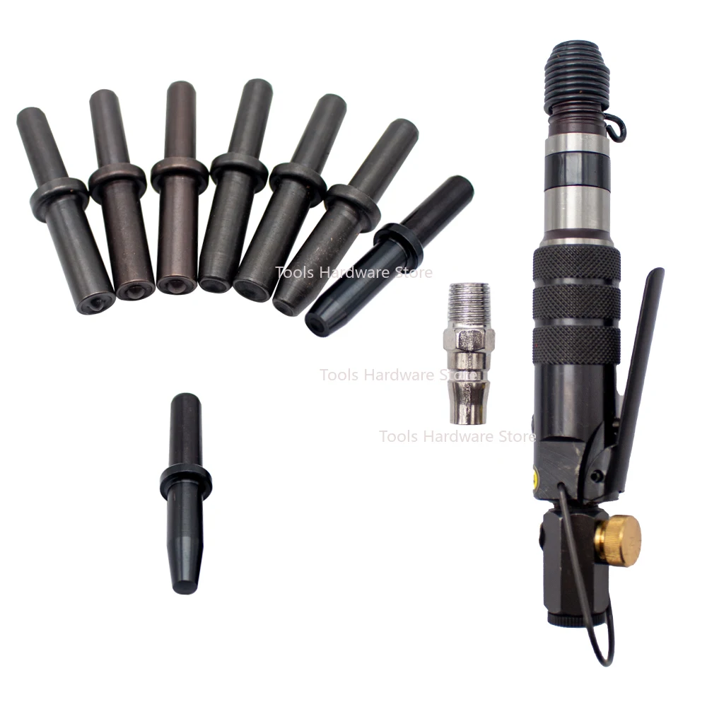 Pneumatic Straight Riveter GB827 Air Riveting Tool Aluminum Nameplate Solid Semi Tubular Knurled Wind Hitter With 8Pcs Head