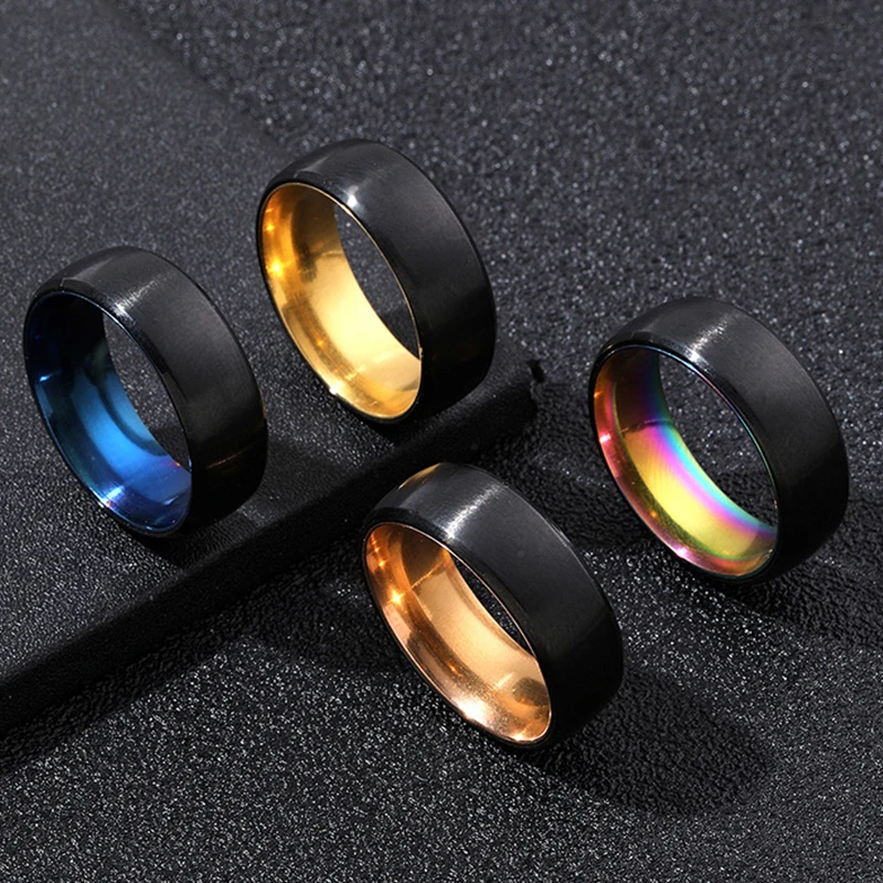 8mm Black Stainless Steel Ring for Men Matt Surface Wedding Band Classic Alliance Charm Jewelry Anniversary Gift