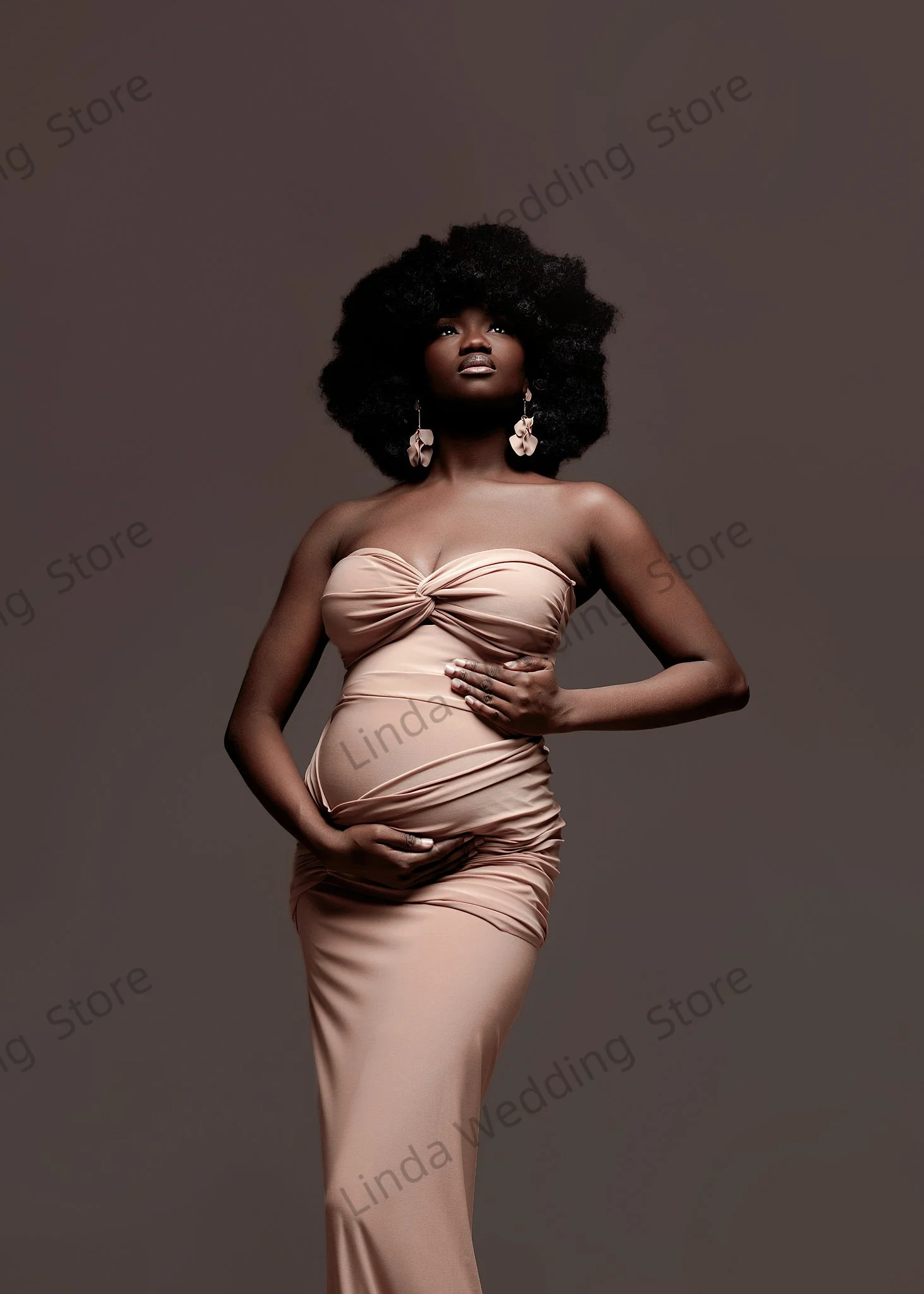 Linda Morden Mermaid Maternity Dress Off The Shoulder Pregnant Prom Gowns for Photoshoot Customized  Sweep Train Babyshower Robe