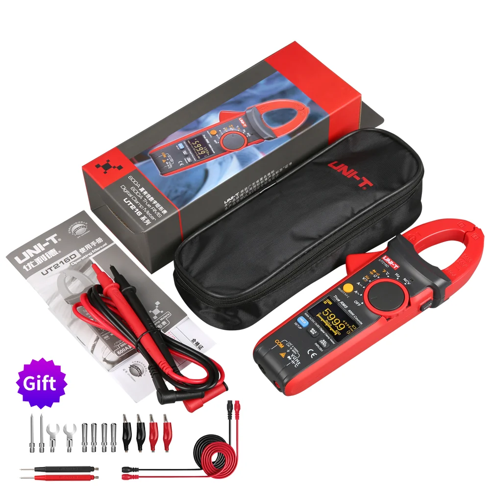 UNI-T UT216 Series True RMS Digital Clamp Meter UT216A  UT216C  600A MAX/MIN/Relative Modes NCV Flashlight VFC