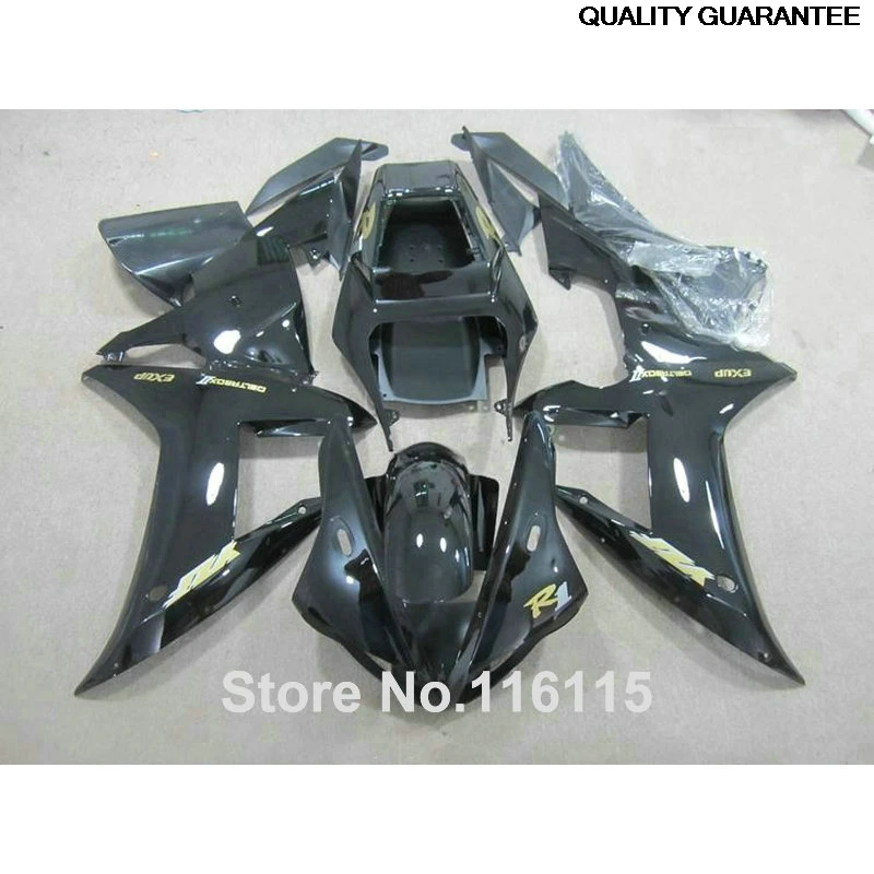 

Customize fairings set for YAMAHA YZF R1 2002 2003 all glossy black ABS plastic Fairing kit 02 03 QH82