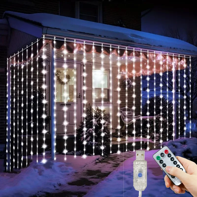 クリスマスカーテン LED ストリングライト 6 メートル/3 メートル/2 メートル/1 メートル USB プラグ 8 モードパーティーライト新年ホーム結婚式休日の装飾美的