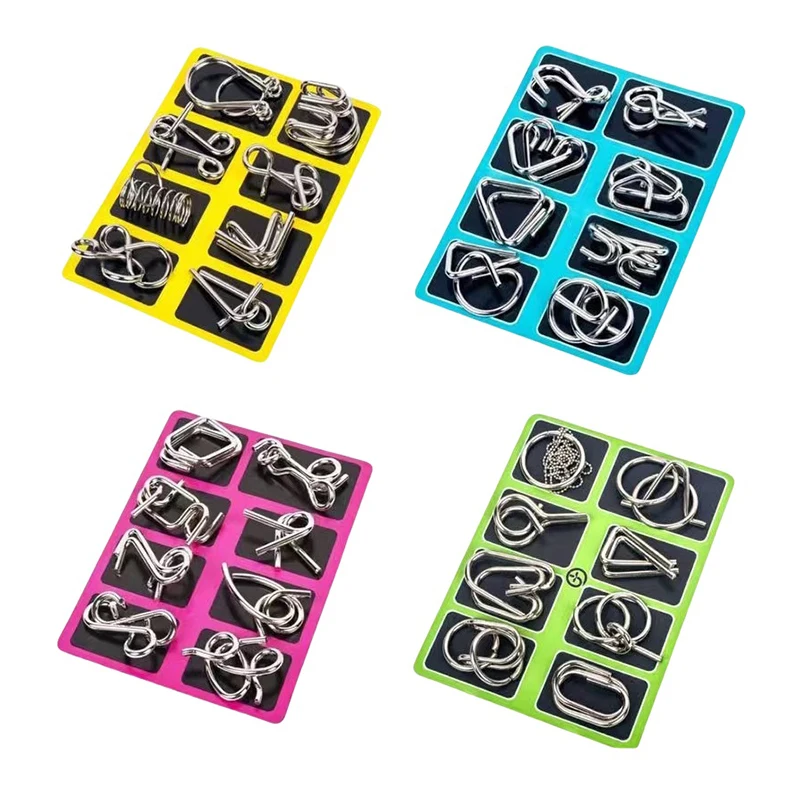 8 Teile/satz Metall Montessori Puzzle Draht IQ Geist Gehirn Teaser Puzzles Kinder Erwachsene Interaktive Spiel Reliever Pädagogisches Spielzeug