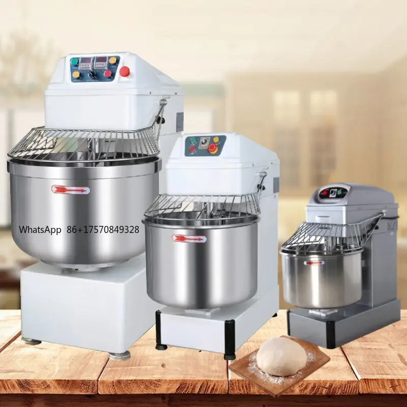 Amasadora Industrial de Espiral para Panadería, Mezcladora de Masa de Pan de 25kg, 50kg, 100kg, 80L