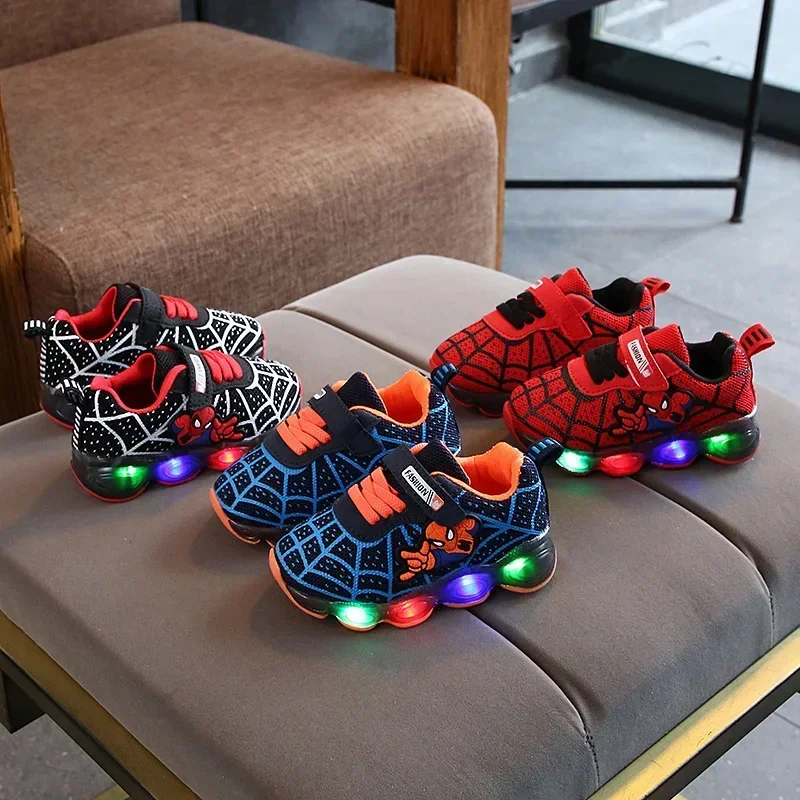 

Disney Mickey Mouse children LED Light Casual Shoes boy Sneakers Spring Autumn New Mesh Running Shoes