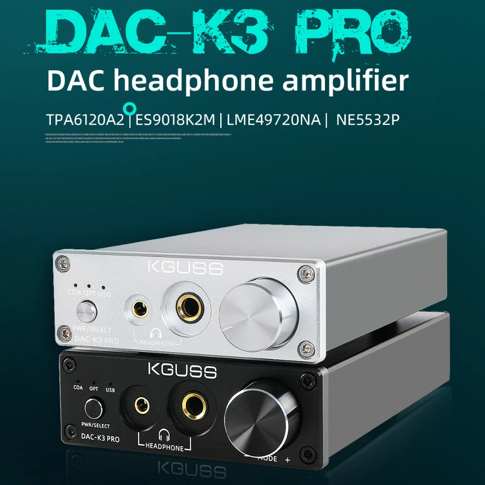 

KGUSS DAC-K3PRO MINI HIFI Headphone Audio USB DAC Decoded Amplifier 24BIT 192KHz DC12V TPA6120A2 ESS9018K2M HFC Fancier AMP