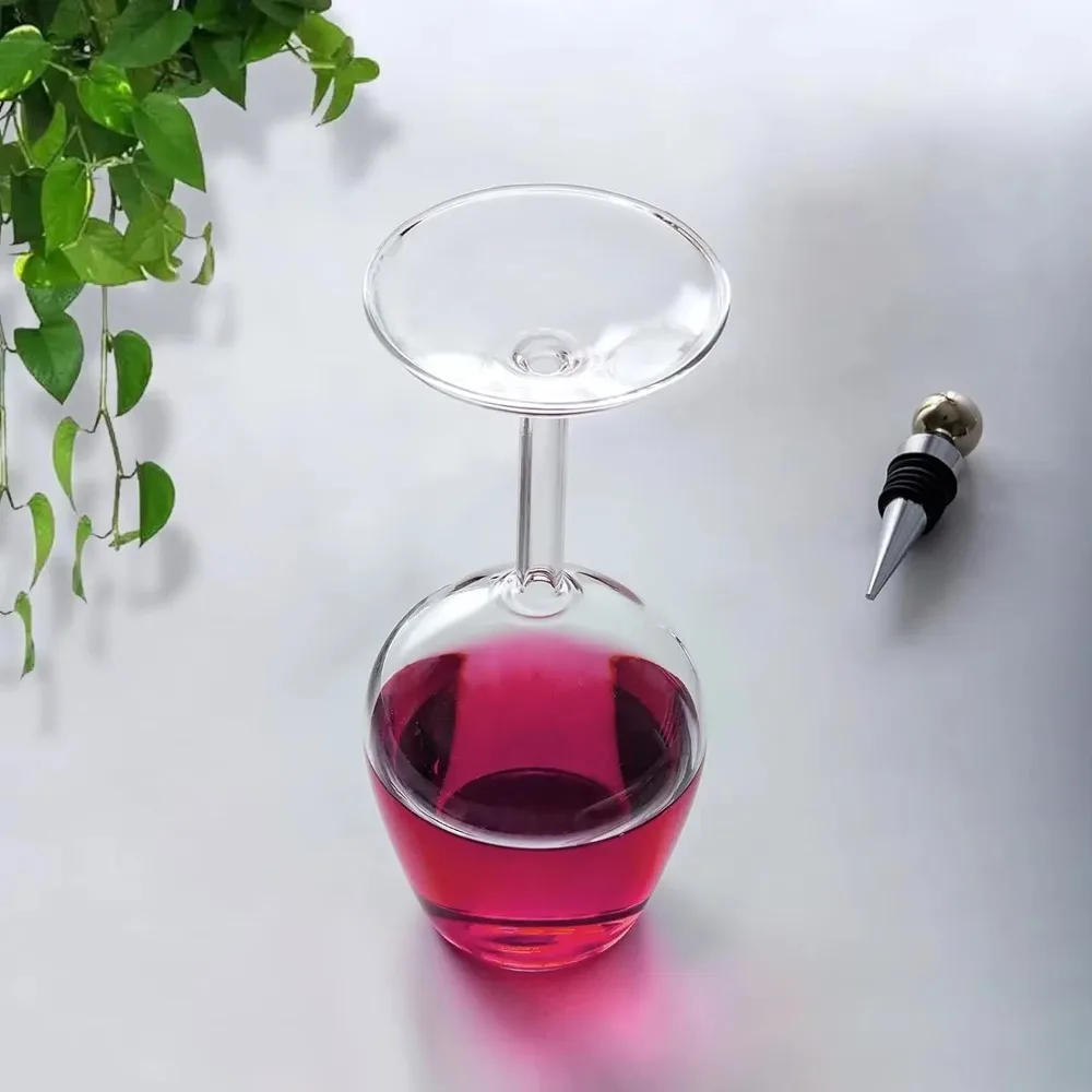 Fashion 400ML Upside Down Goblet Clear Long Stem Inverted Wine Cup Thickened Wineglass Club