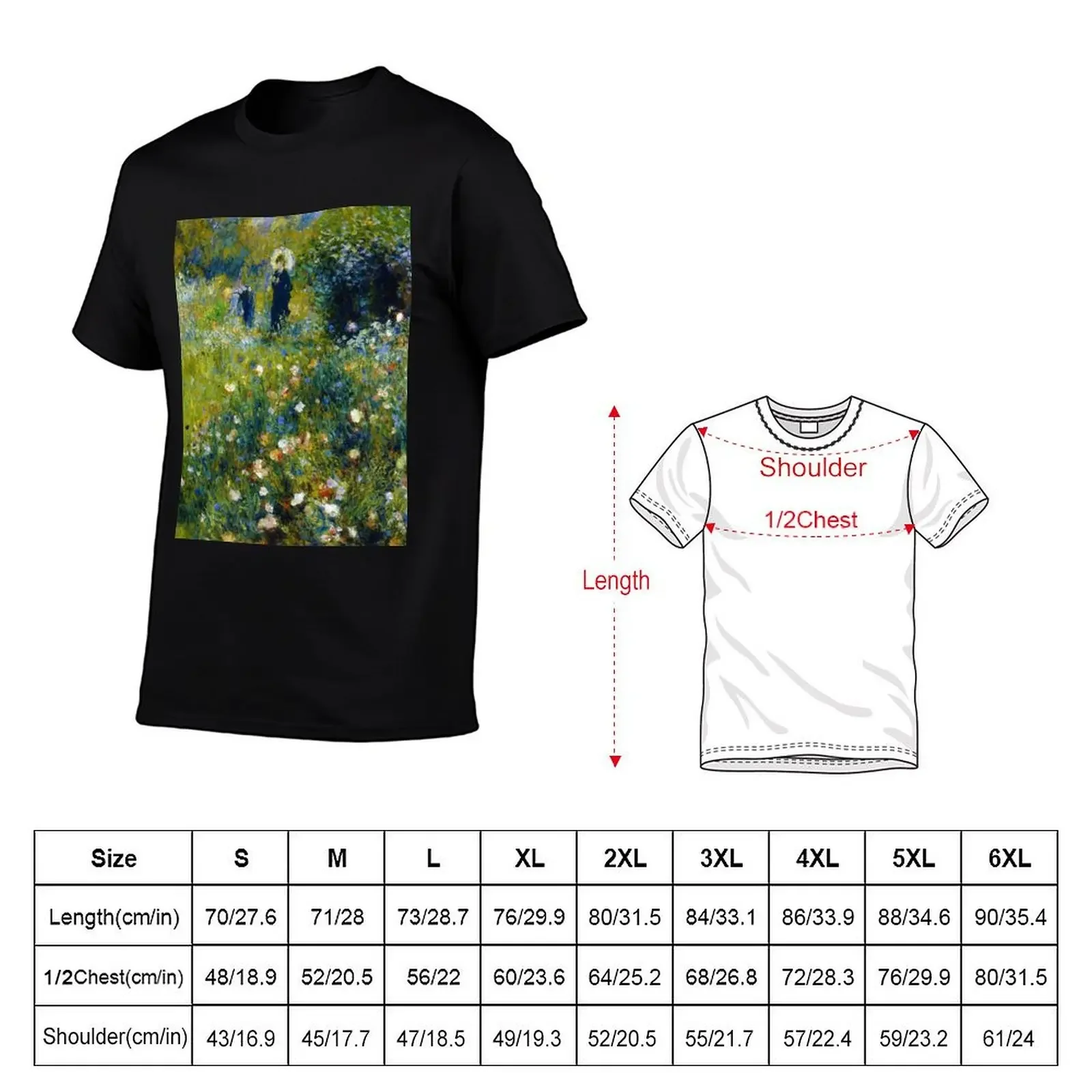 Pierre-Auguste Renoir Femme avec parasol dans un jardin T-Shirt baggy shirts summer top mens t shirts top quality