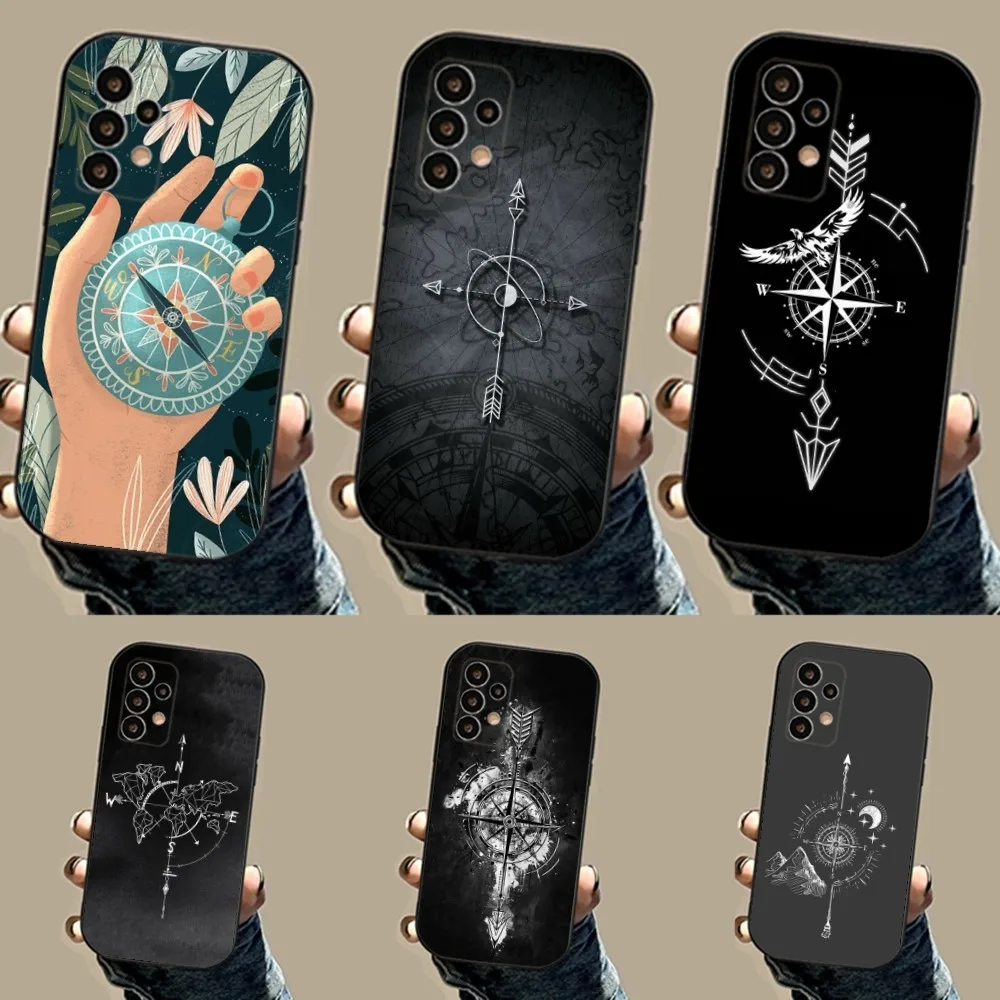 

Compass Phone Case For Samsung S24,23,23,22,30,21,10,9,Note20 Ultra,Lite,Ultra,5G,Plus,FE,Black Soft Case