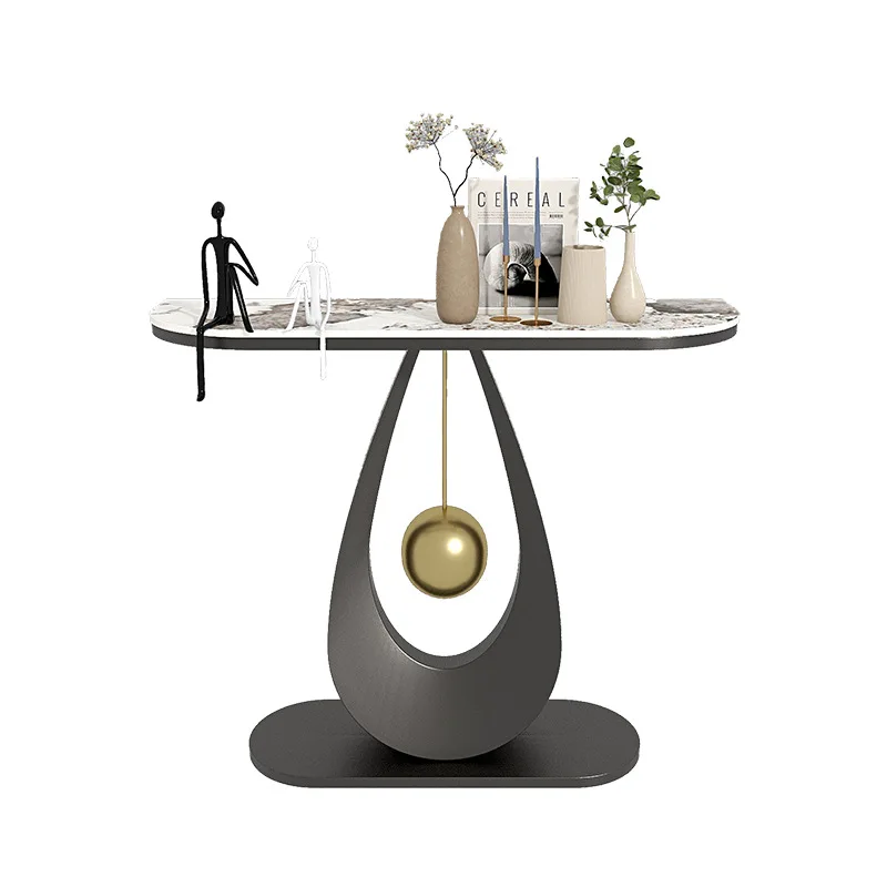 

Italian minimalist light luxury door cabinet simple rock slab advanced entrance entrance table