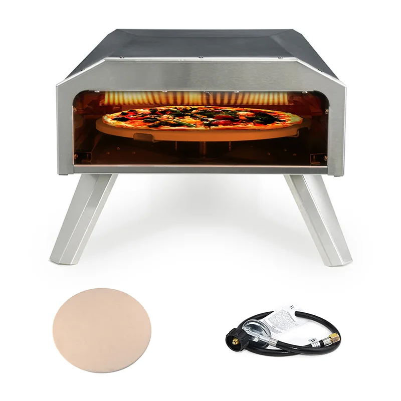 Automatic rotating commercial gas pizza oven, stainless steel durable outdoor toaster