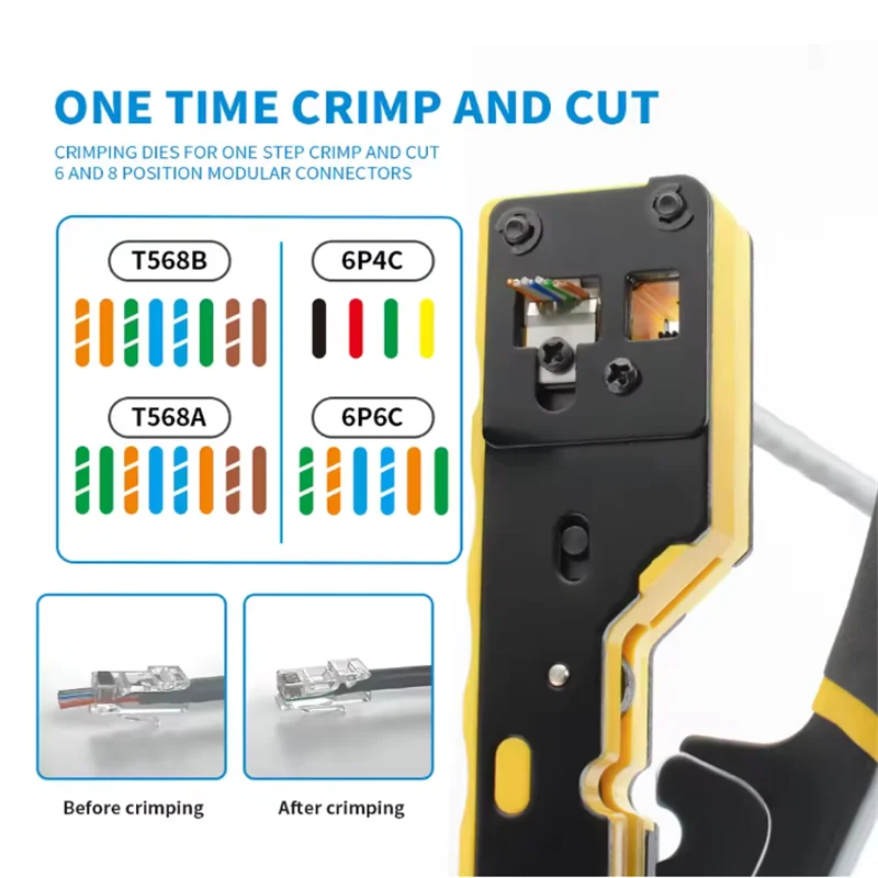 مكشكش شبكة AOKIN RJ45 - كابل وحدات 3 في 1 تجعيد/قطع/شريط Lan CAT8/7/6A/6/5E (STP/UTP) & RJ11/12 Tel