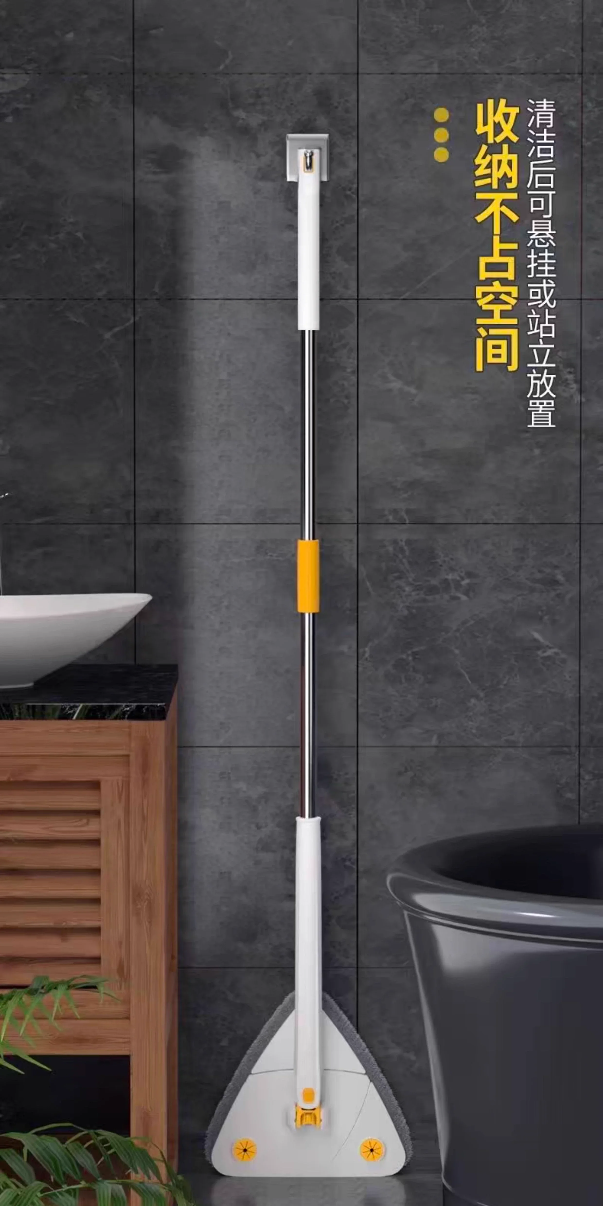 Triangle mop cleaning artifact ceiling automatic twisting water universal household wall cleaning free hand washing