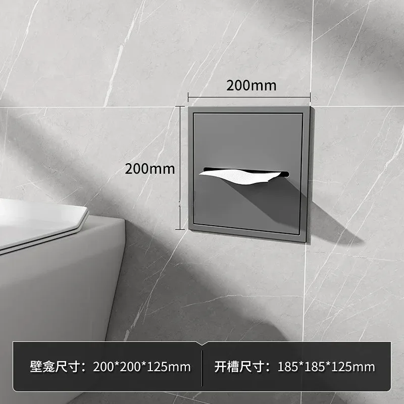 Toilet Paper Holder Organizer Stainless Steel Recessed Bathroom Storage Cabinet - Wall Niche Tissue Box view 2