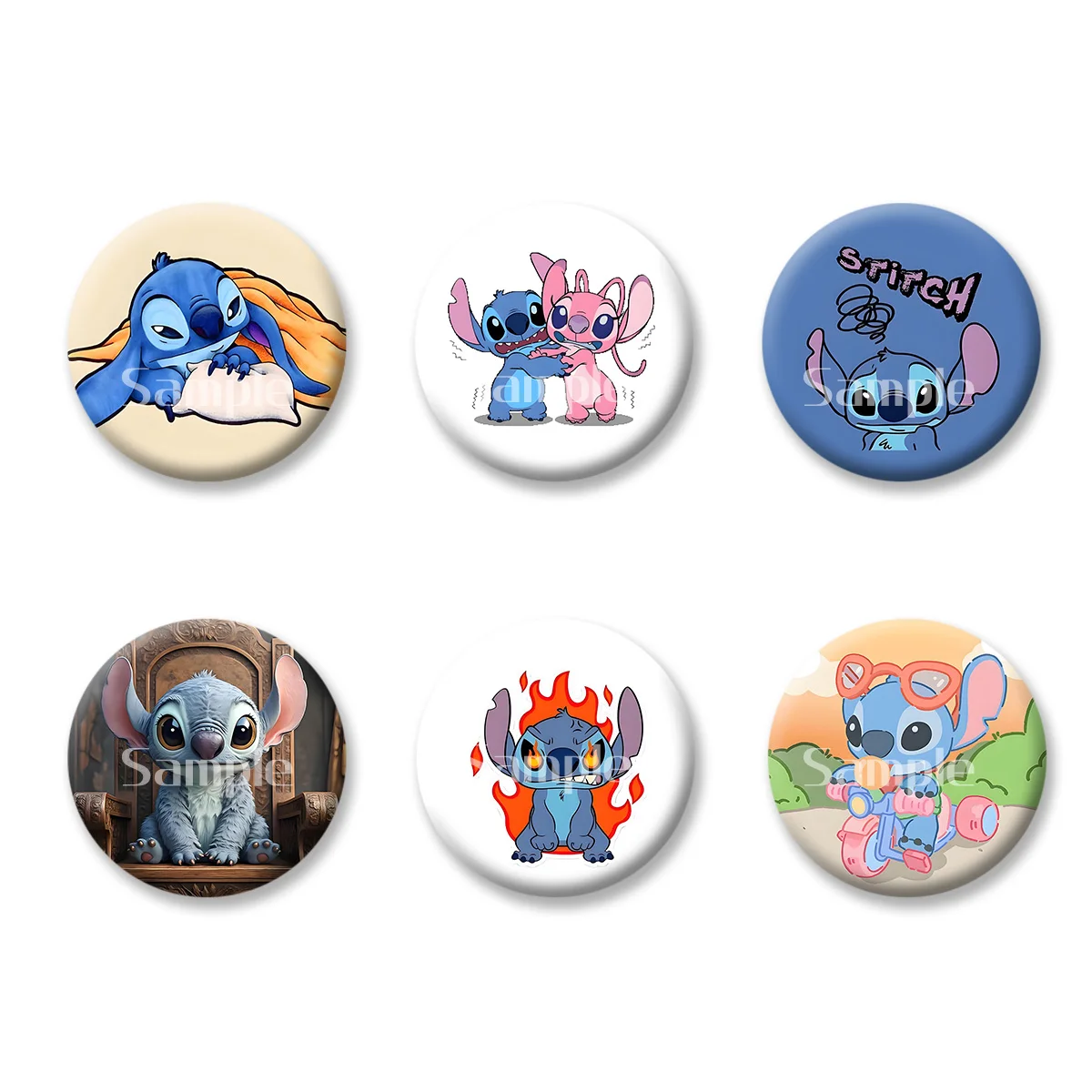 

Flash Badge Cards Stitch Characters Cute Style Anime Girl Keychains Convenient Makeup Mirror Fridge Magnet ACG Accessories