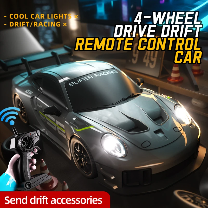 ZWN1/24 RC Car 2.4G High Speed Drift 4WD Remote Control Car With Led Light Radio Controlled Racing Model Boy Toy Best Gif