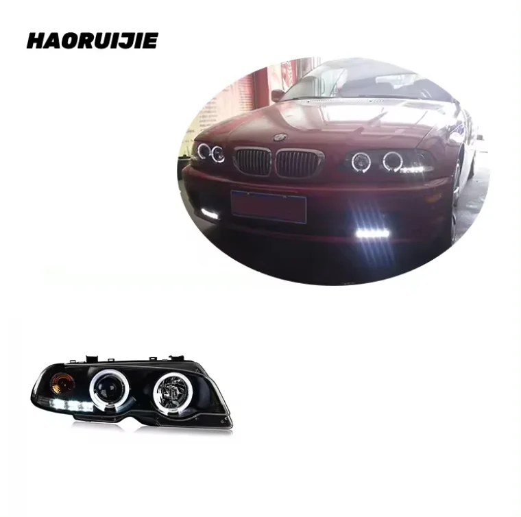 

Angel Eye Headlight For BMW 3 Series E46 Headlight Assembly 98-02 Two-door Version Modified Angel Eye Lens Xenon Headlights