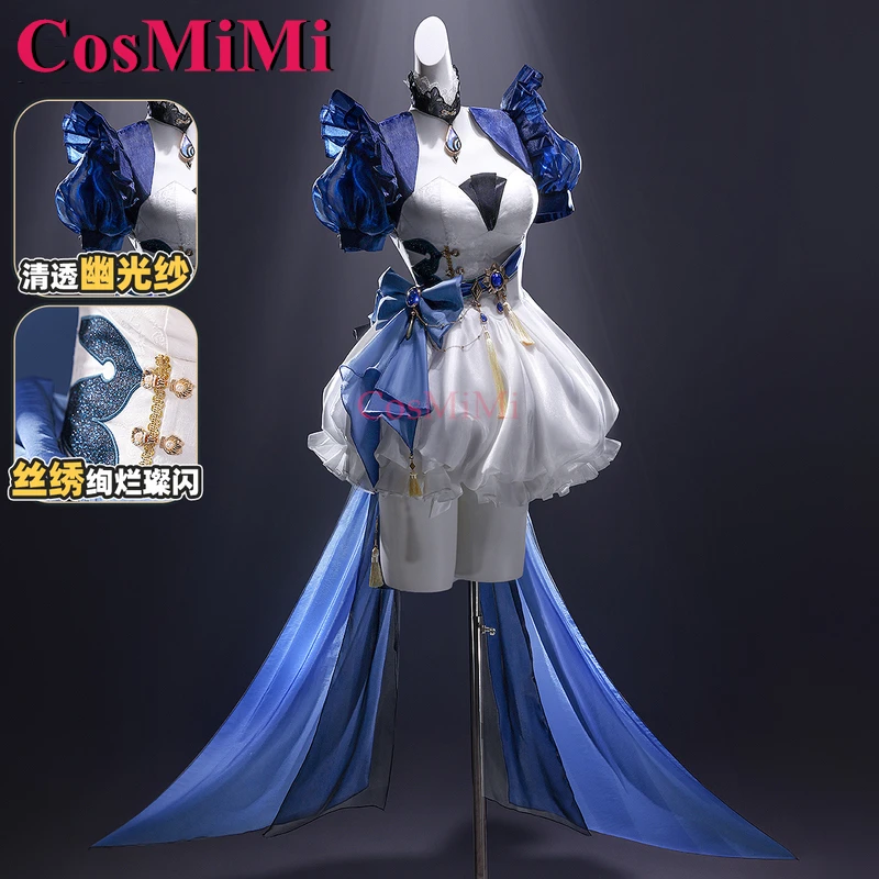 CosMiMi لعبة Genshin تأثير Furina تأثيري حلي الزبرجد أليس رائع فستان حلو كرنفال حفلة لعب الأدوار الملابس S-XL