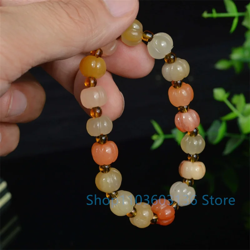 High quality Online Celebrity High Quality Gold Silk Jade Bracelet Natural Authentic Gold Silk Jade Lantern Bracelet