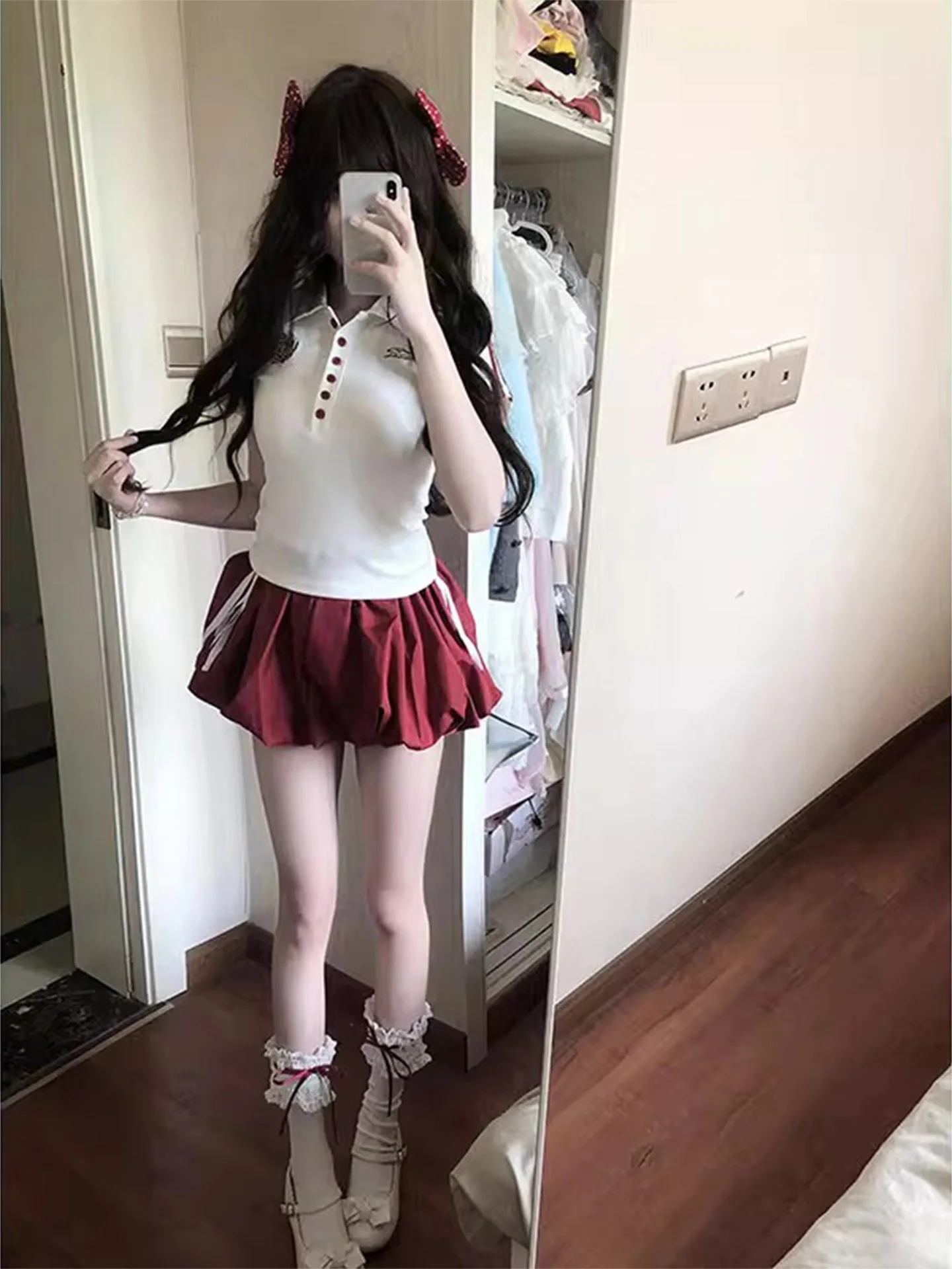 

Red Flower Bud ort Skirt Women's Summer Design Sense Bow Tie Pumpkin Puffy Skirt Bubble Lantern ort Skirt Pants f Skirt