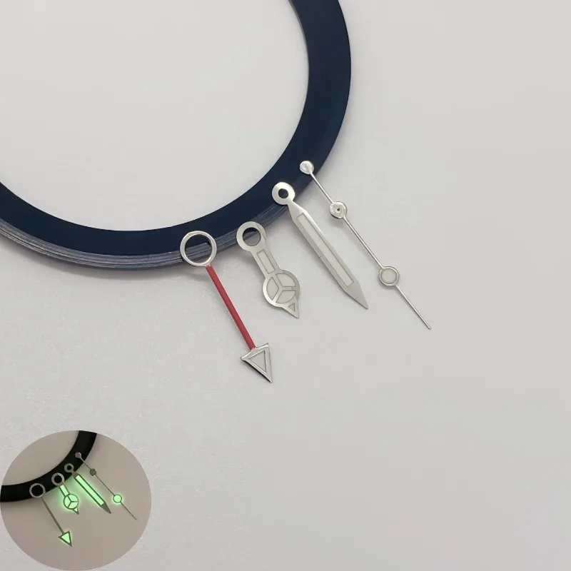 For NH34 pointer standard luminous needle silver strong green luminous watch hand GMT modified diving watch large head hand