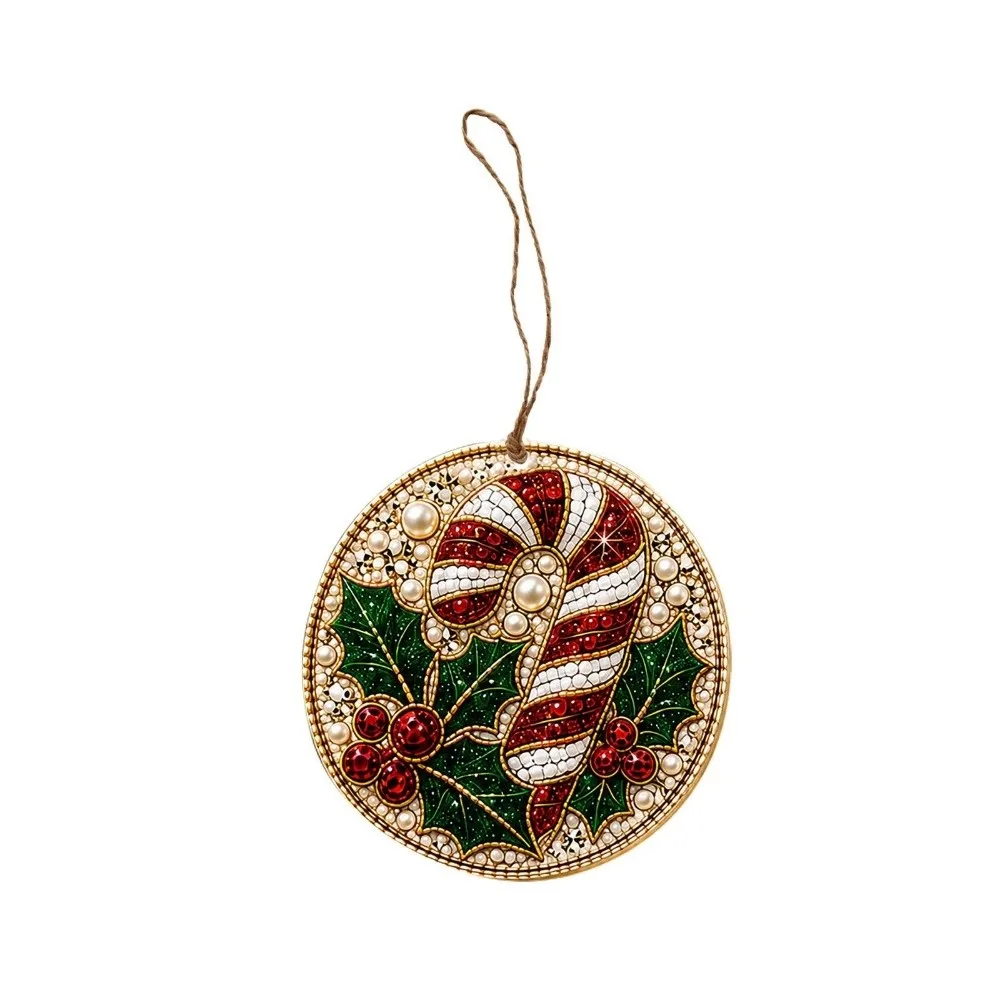 2D Flat Diamond Painting Kit Hand-made Craft Multi-Style DIY Christmas Ornament Entry-level Vintage Style Christmas Tree Pendant