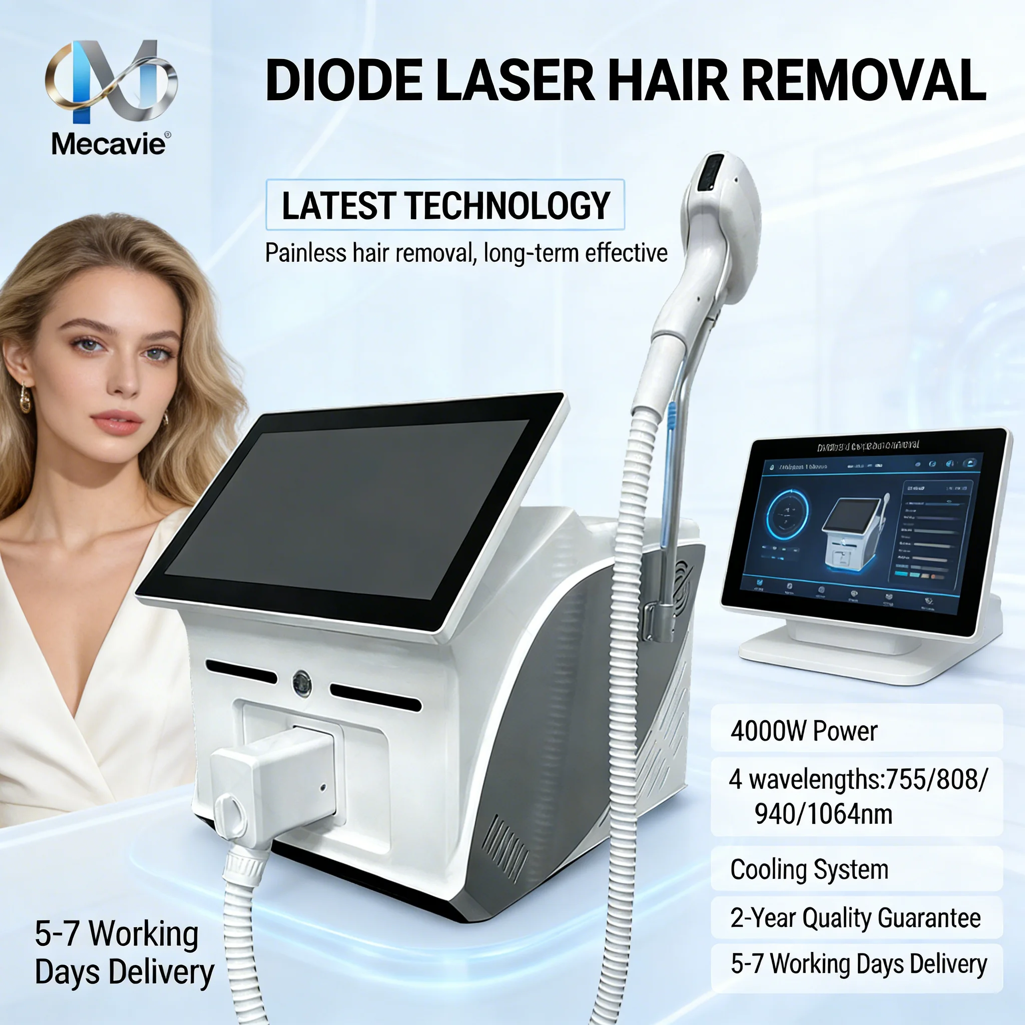 

Новейший портативный диодный лазер 4-волновой 808 нм с титановой технологией для удаления волос на теле и лице, 4000 Вт, для взрослых и женщин