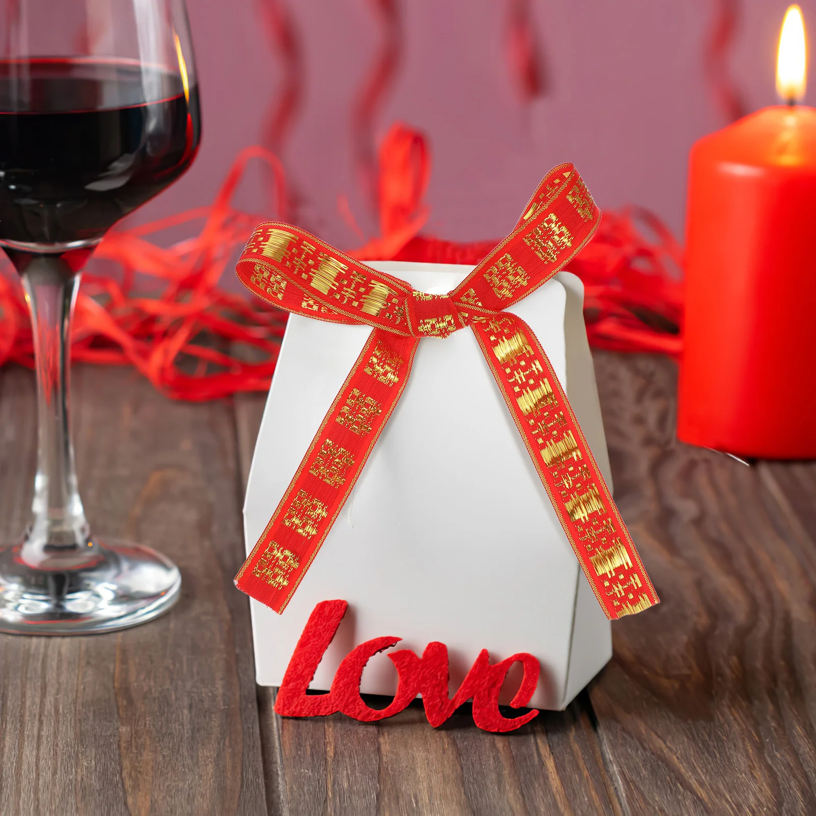 

1 Roll Red Wedding Decoration Ribbon Festive Chinese Character Gift Wrap For Party Packaging Craft Diy Scrapbook Holiday Decor