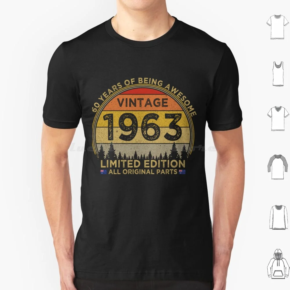60th Birthday Vintage 1963 Limited Edition Patriotic Australia Classic T-Shirt T Shirt 6xl Cotton Cool Tee 60 Years Old Turning