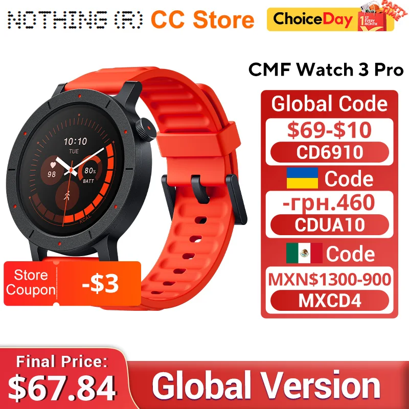 Global Version Nothing CMF Watch 3 Pro 1.43"AMOLED Dual-Band GPS Bluetooth Call smartwatch 131 Sports modes Blood Oxygen Monitor