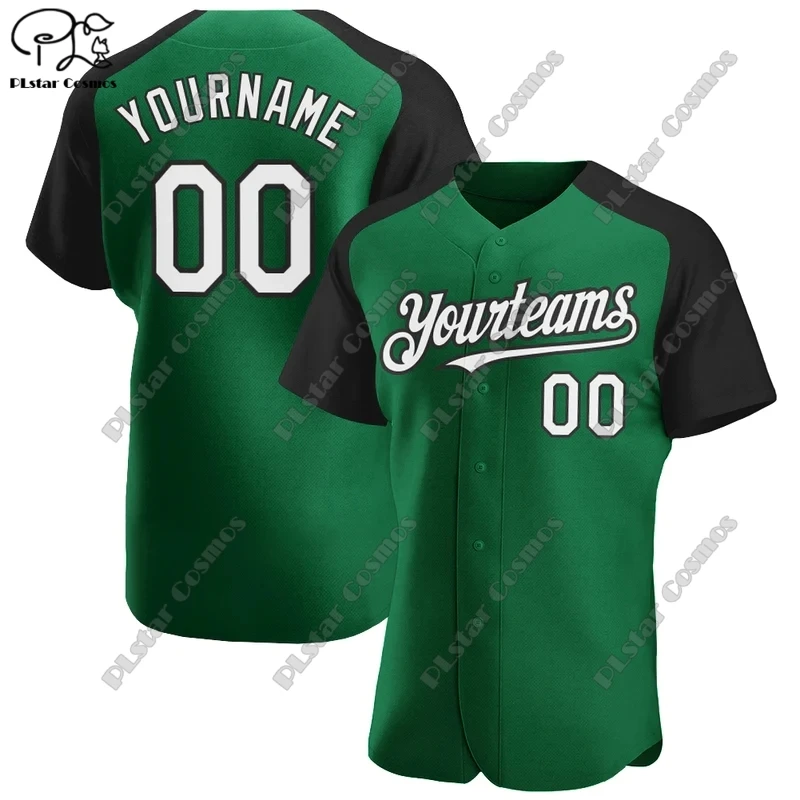 PLSTAR COSMOS Baseball Shirts Custom 3D Printing Green Clothing Heather Raglan Sleeves Black Lines Casual Unisex