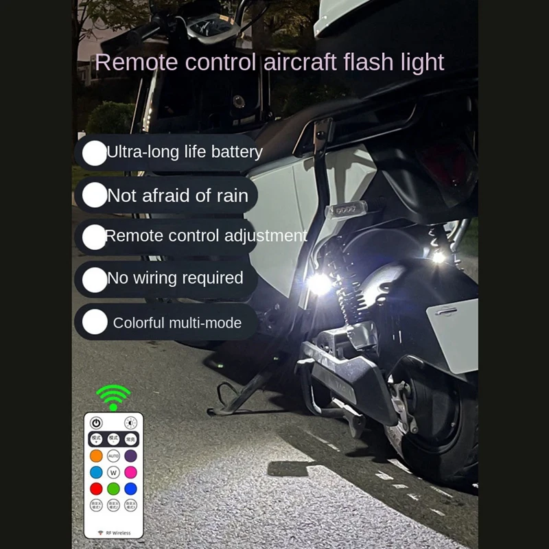 Motorcycle LED Warning Light Universal Mini Signal Light Drone With Controller Strobe Light 8 Color Indicator