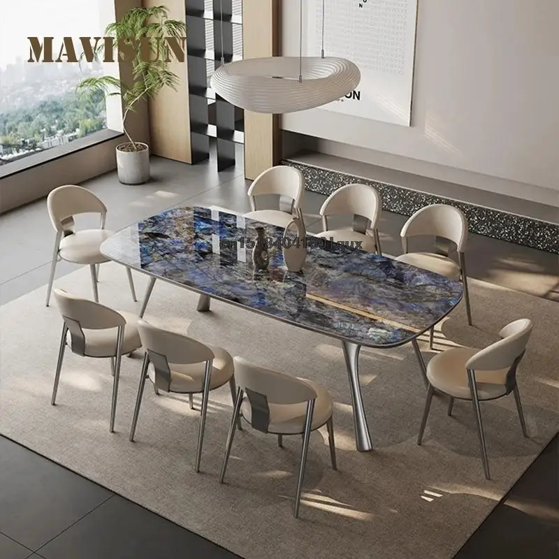 

Luxury Dining Table Large And Small Apartment Kitchen Furniture Marble Rectangle Table Italian Style Dining Table And Chair Set