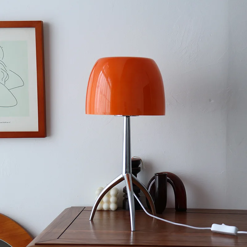 

Italian Retro Glass & Iron Bedside Table Lamp - Vintage Nightlight for Bedroom Decor, Hotel Lobby, Korean Viral Decor