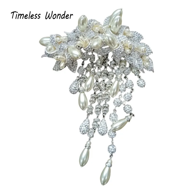 

Timeless Wonder Fancy Zircon Geo Floral Tassel Brooch Pins for Women Designer Jewelry Runway Top Punk Luxury Cute Rare Gift 7162