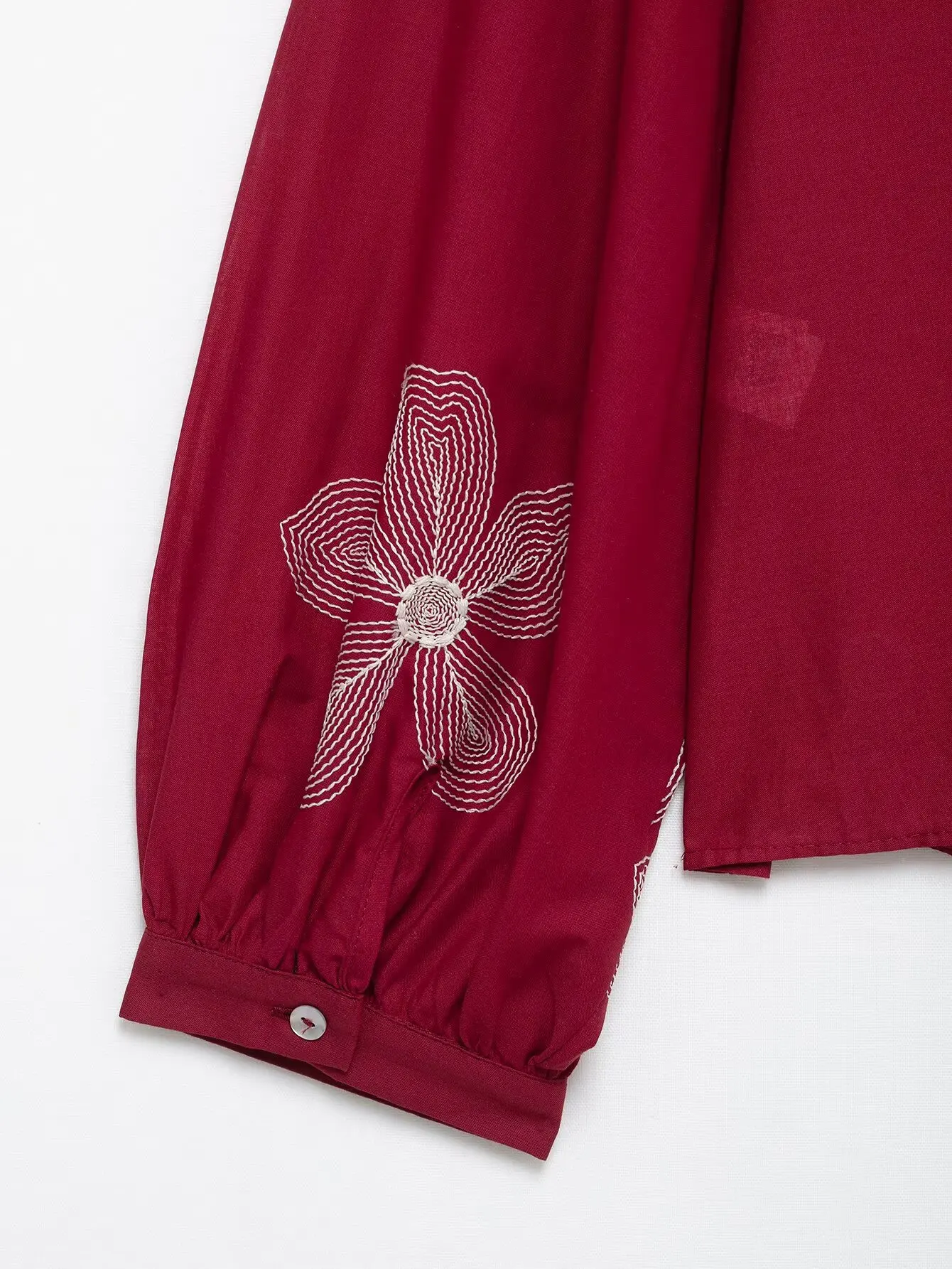 ETJ 2025 Camicia casual girocollo con lacci ricamati floreali a contrasto di nuova moda primaverile