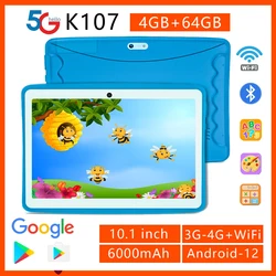 Tablette BDF Android 12 pour enfants, 2024 pouces, 4 Go, 64 Go, WiFi, carte SIM, Internet 3G, enfants, étudiants, cadeau, nouveau, 10.1