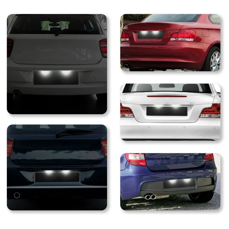 Światło LED do tablicy rejestracyjnej samochodu BMW E39 M5 E70 E71 X5 X6 E60 M5 E90 E92 E93 M3, tylne światła, lampa tablicy rejestracyjnej