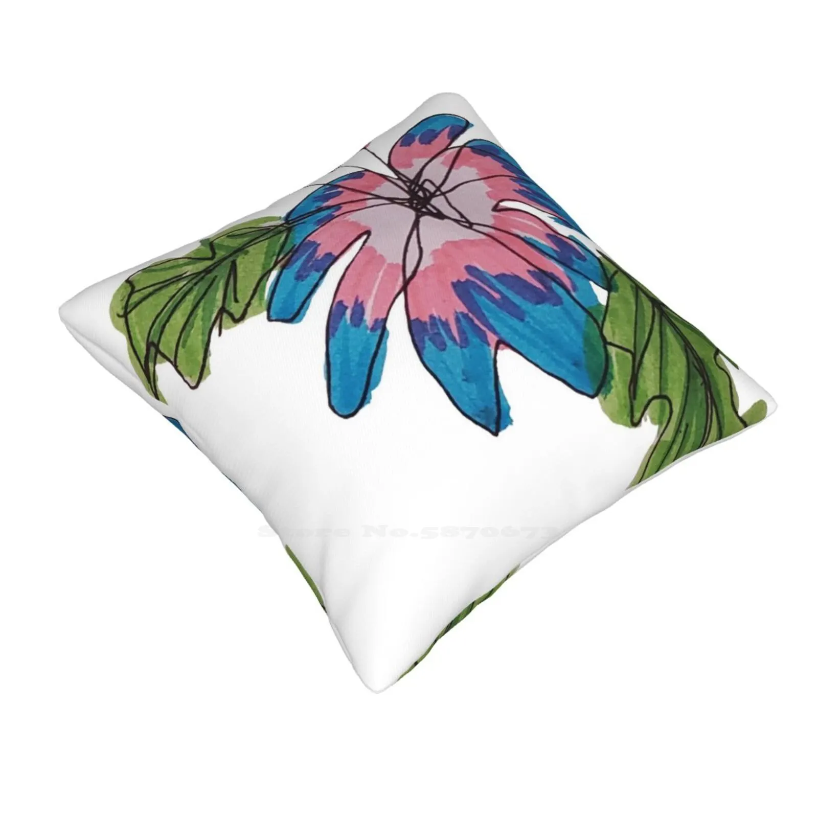 Tropical Trans Soft Comfortable Pillowcase Pride Flowers Floral Pink White Blue