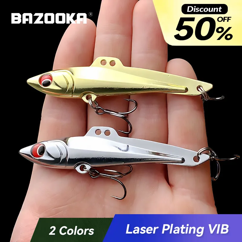 

Bazooka VIB Metal Fishing Lure Hard Cast Jig Spoon Spoonbait Wobble Luminous Vibration Artificial Pesca Silver Pike Winter Baits