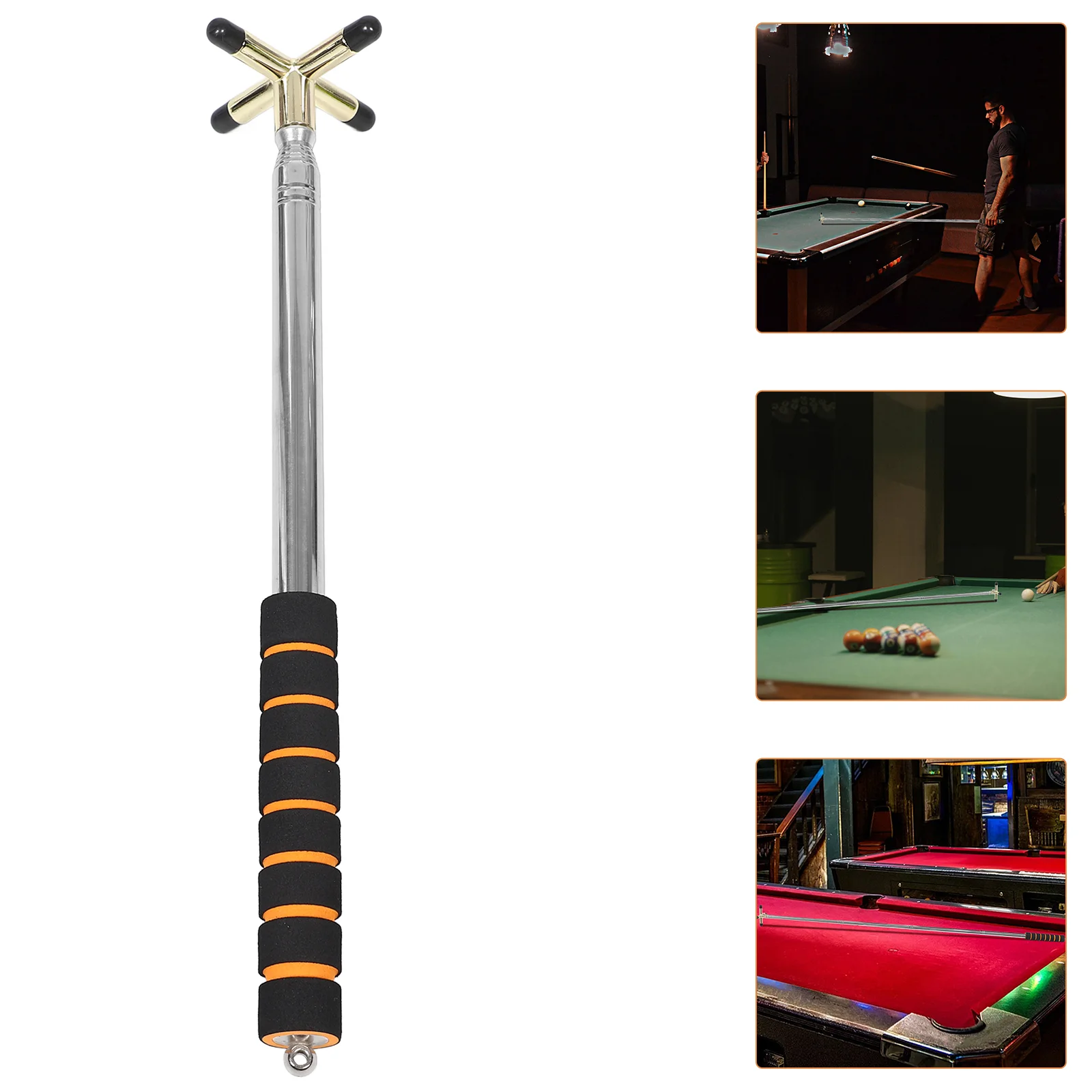 Cue Pool Bridge Stick Billiards Rack Clear Head Cross Stainless Steel Telescopic Table