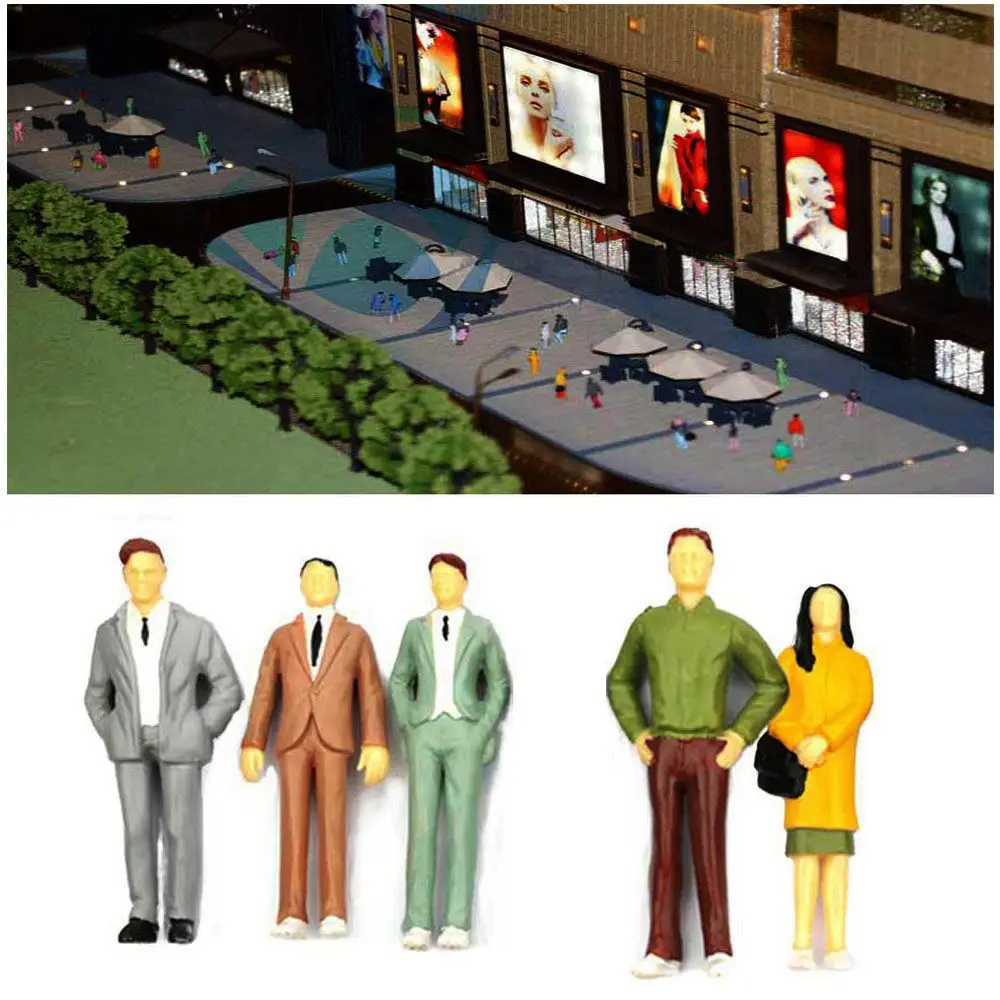 100Pcs 1:100/1:150/1:75/1:50 Scale People Figures ABS Model Building Passengers DIY Character Train Scenery Mixed Color Pose