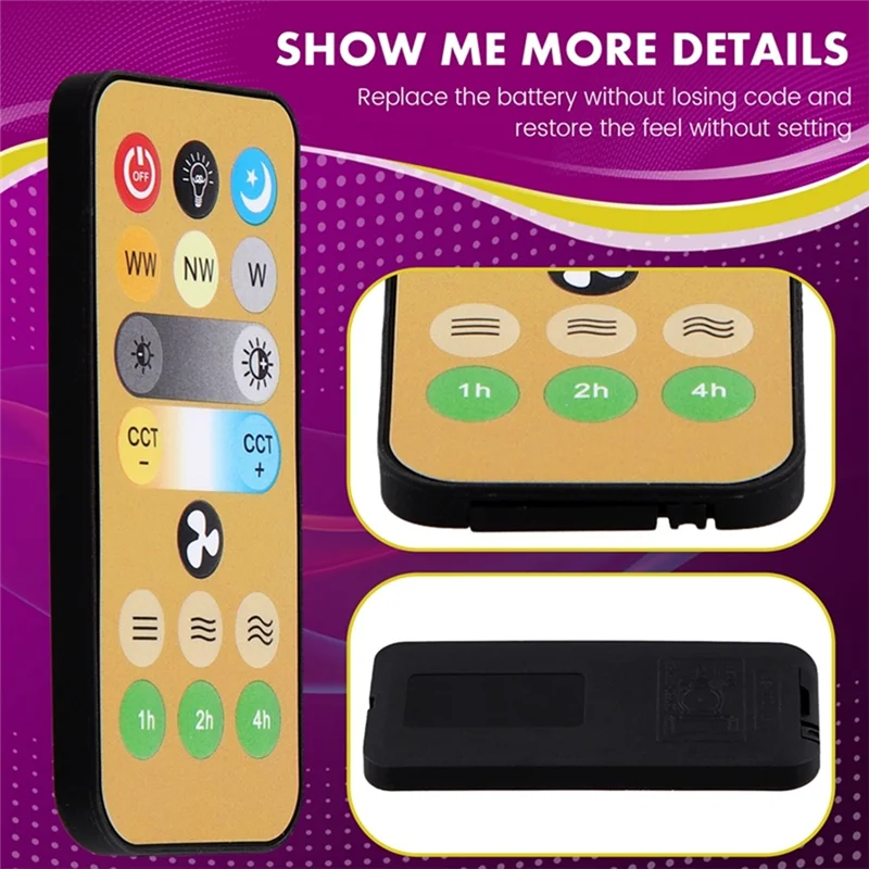 【Limited-Stock!】Wireless Switches 3-Speed Timing Remote Control For E27 Ceiling Fan Light 1-4H Timing Remote Control