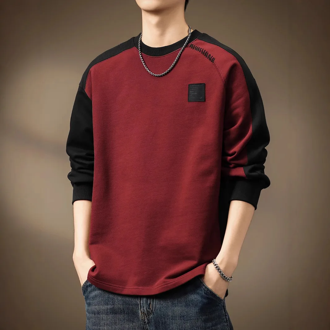 Autumn Winter New Fashion Men Color-coded O-neck Long Sleeve Simple Basic Casual Daily Undershirts Male T-shirts Top Clothes