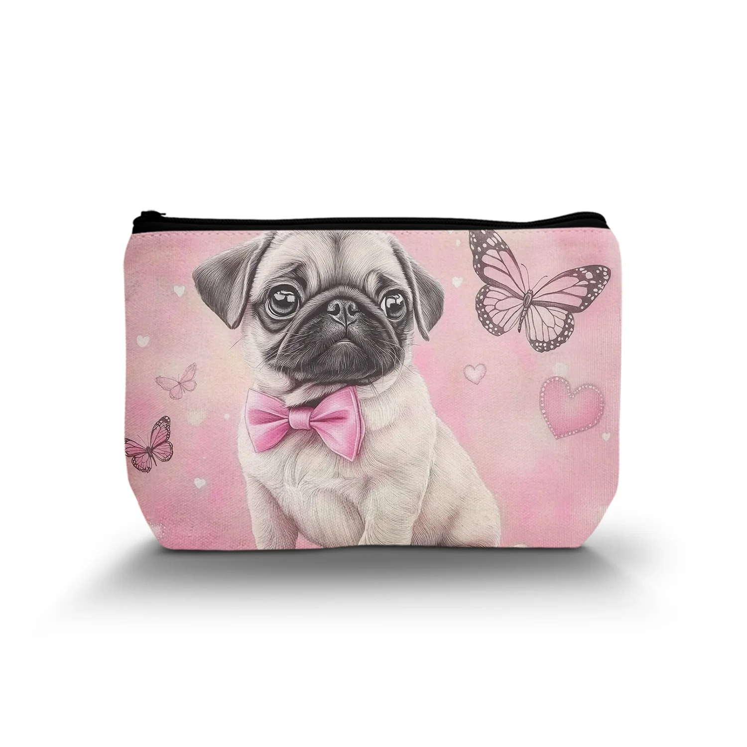 1Pc Honest Pug Butterfly Aesthetic Cosmetic Bag Durable And Fashionable Women'S Cosmetic Bag Suitable For Daily And Travel