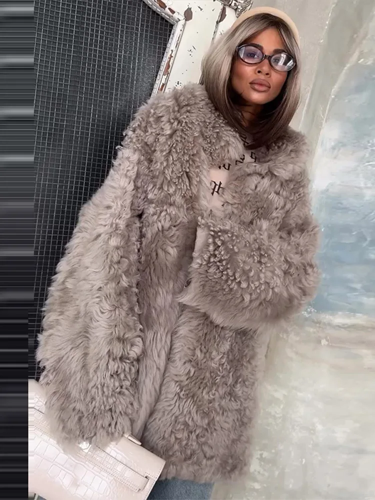 

Винтажные женские куртки из искусственного меха, элегантные утепленные женские пальто с воротником-стойкой и длинными рукавами, осень-зима 202, новая женская верхняя одежда